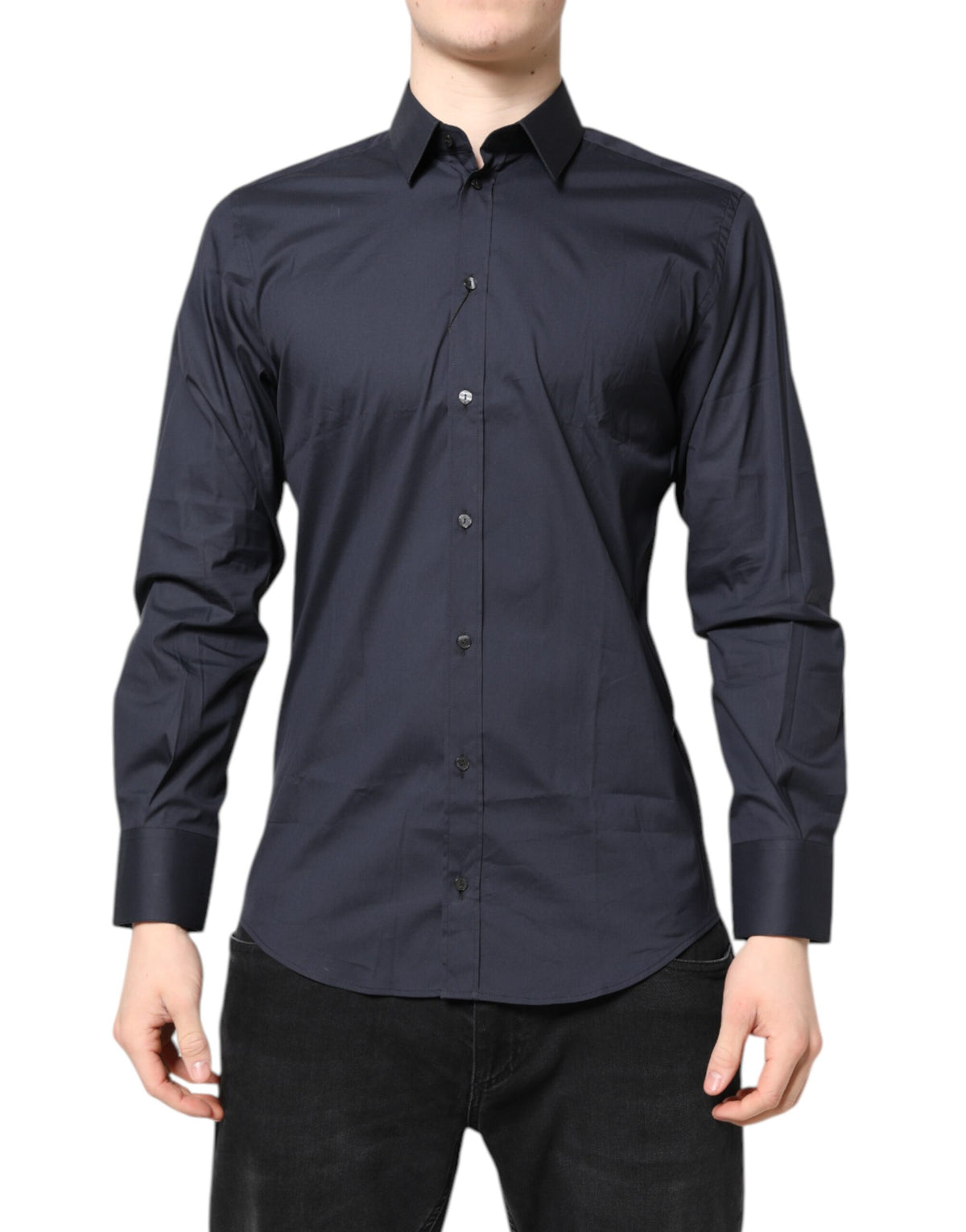 Chemise habillée en coton MARTINI bleu foncé de Dolce &amp; Gabbana