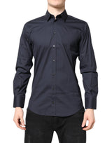 Chemise habillée en coton MARTINI bleu foncé de Dolce &amp; Gabbana