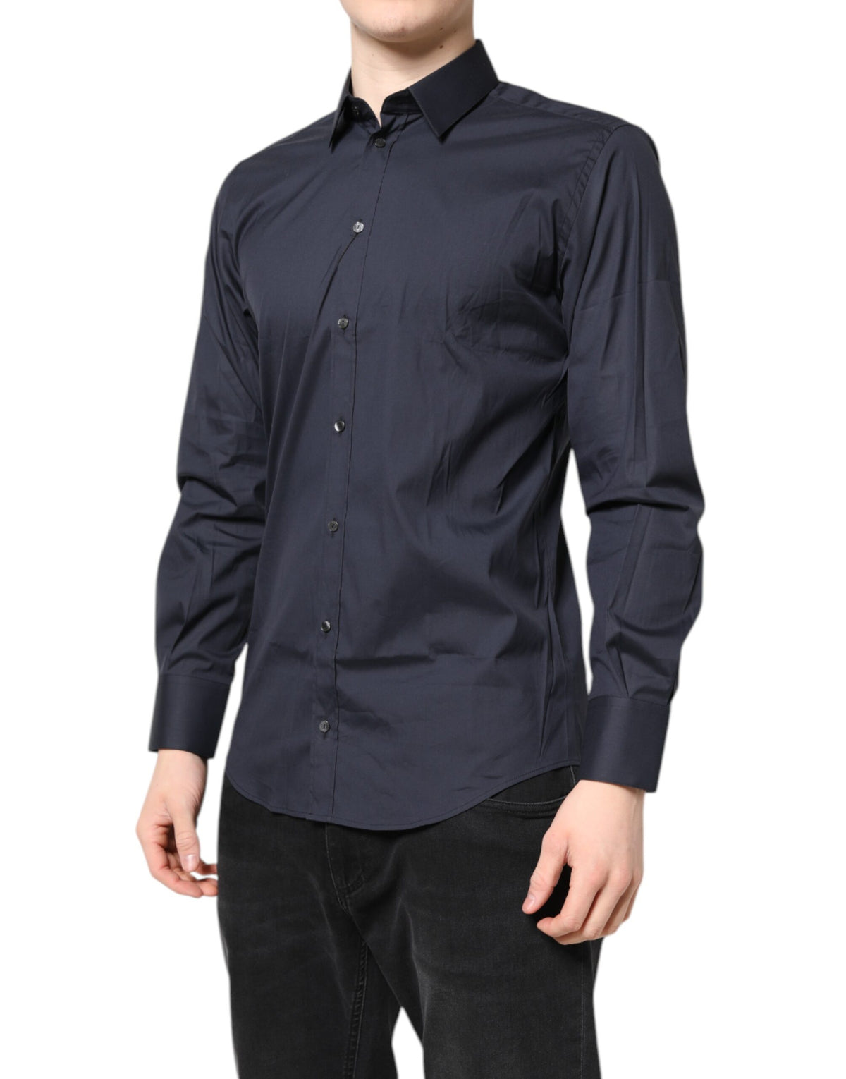 Chemise habillée en coton MARTINI bleu foncé de Dolce &amp; Gabbana