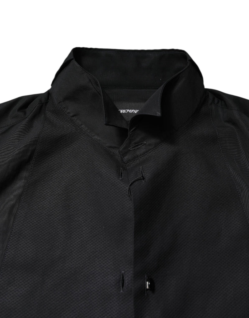 Chemise habillée homme Emporio Armani en coton noir, manches longues.