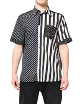 Chemise décontractée à boutons, rayures noires et blanches, Dolce &amp; Gabbana