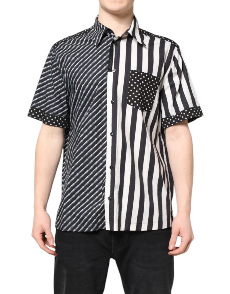 Chemise décontractée à boutons, rayures noires et blanches, Dolce &amp; Gabbana