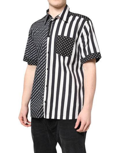 Dolce & Gabbana Black White Stripe Button Down Casual Shirt