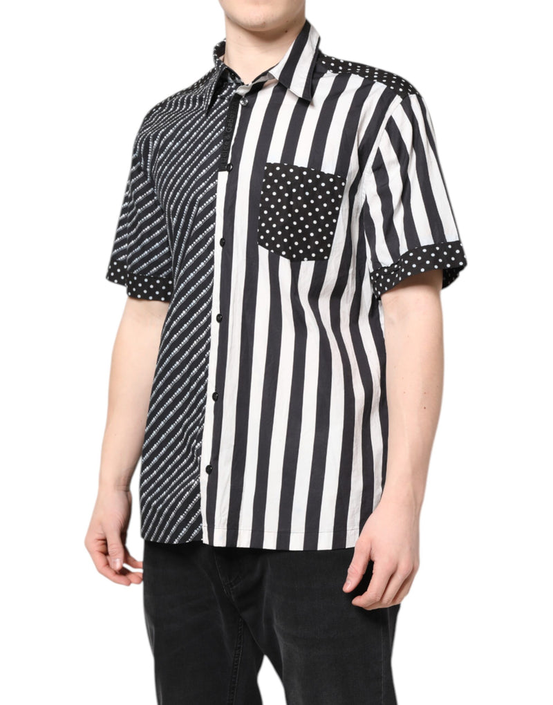 Chemise décontractée à boutons, rayures noires et blanches, Dolce &amp; Gabbana