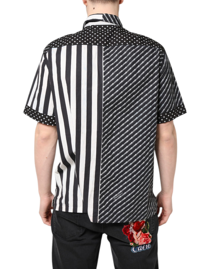 Chemise décontractée à boutons, rayures noires et blanches, Dolce &amp; Gabbana