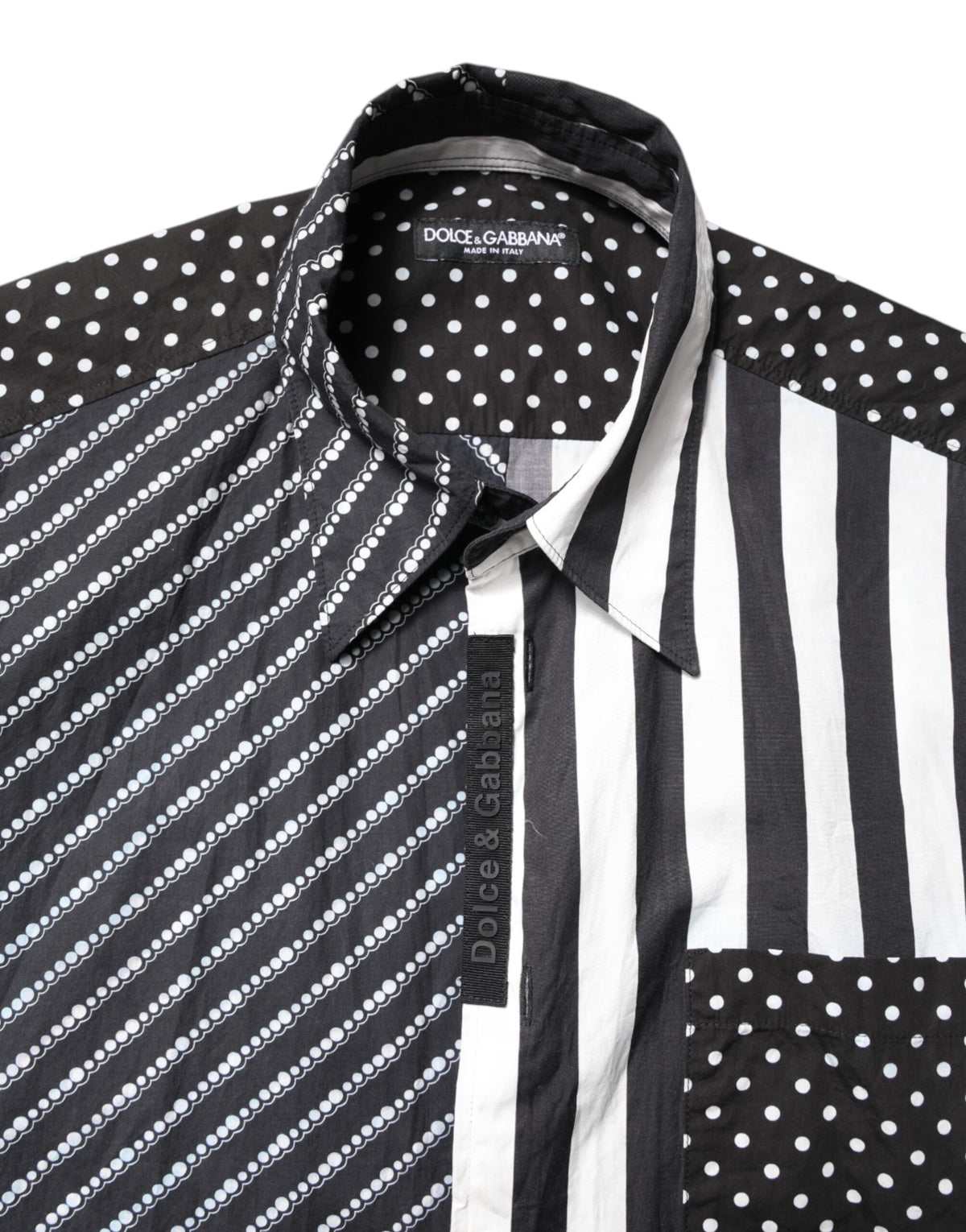 Chemise décontractée à boutons, rayures noires et blanches, Dolce &amp; Gabbana