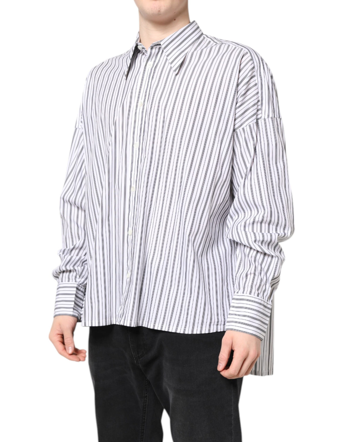 Chemise décontractée à boutons, rayures blanches et noires, Dolce &amp; Gabbana