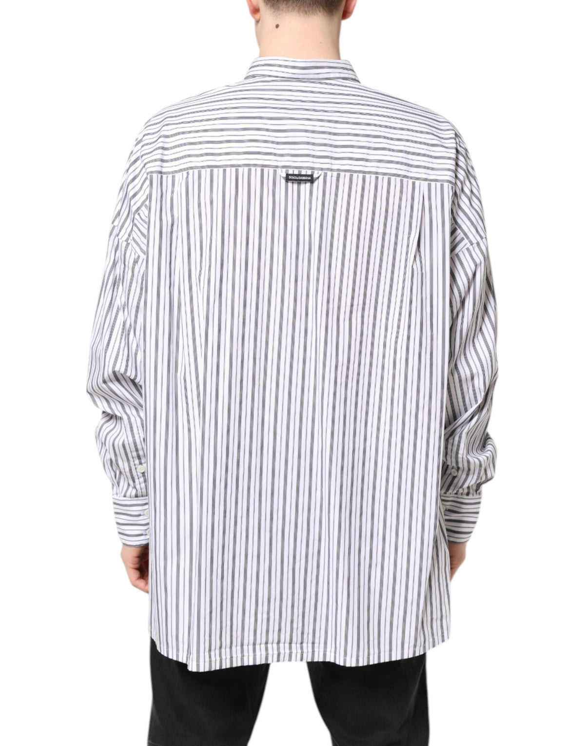 Chemise décontractée à boutons, rayures blanches et noires, Dolce &amp; Gabbana