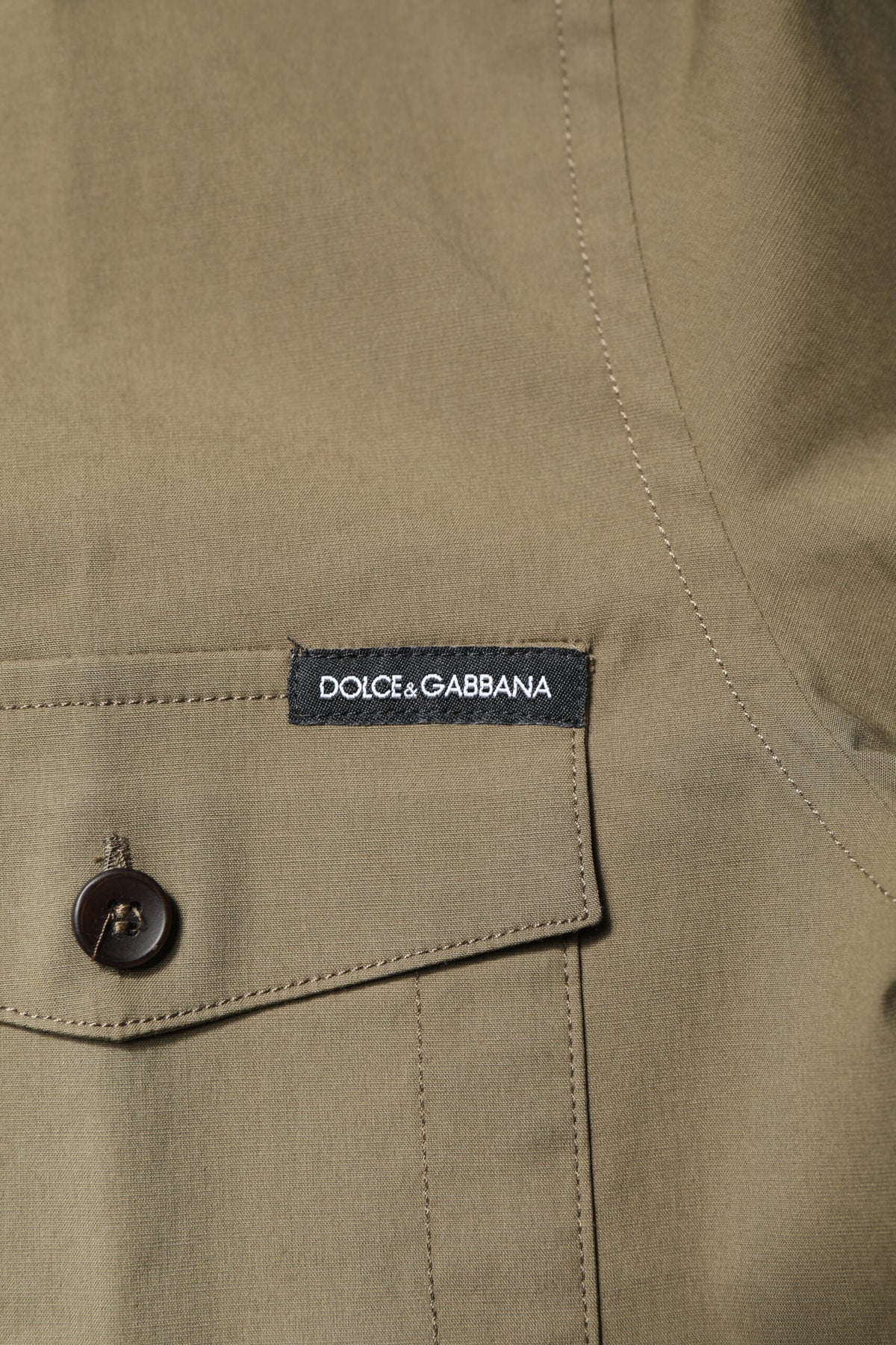 Chemise casual à manches longues en coton extensible marron de Dolce &amp; Gabbana