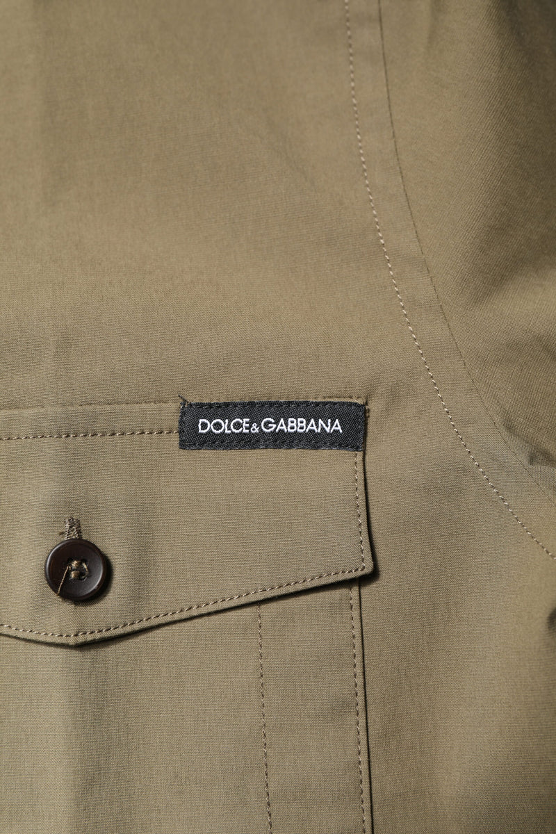 Chemise casual à manches longues en coton extensible marron de Dolce &amp; Gabbana