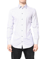Chemise habillée en coton blanc à rayures dorées de Dolce &amp; Gabbana