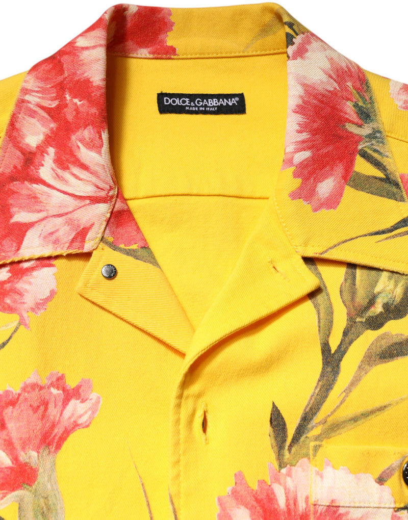 Dolce &amp; Gabbana Geel Bloemenprint Heren Overhemd met Knopen