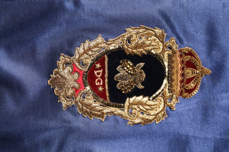 Dolce &amp; Gabbana Blauwe Nylon Bomber Sweater met Logo Patch voor Heren