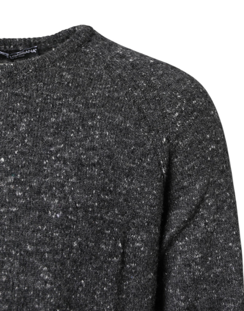Dolce &amp; Gabbana grijze wollen gebreide trui met ronde hals