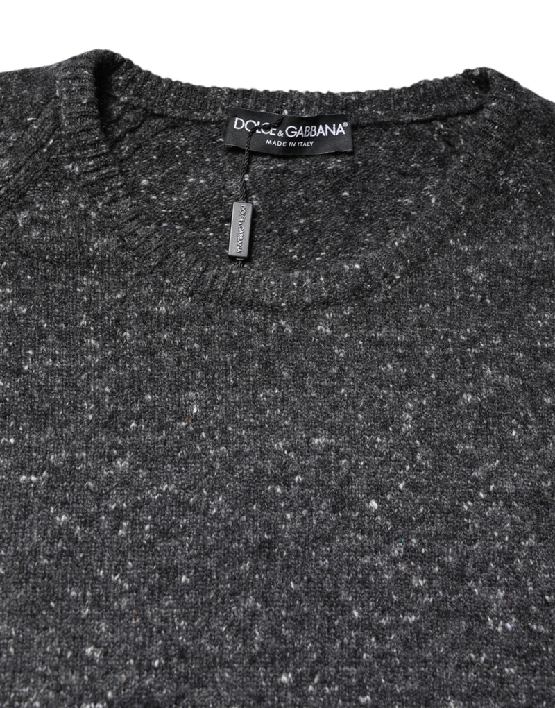Dolce &amp; Gabbana grijze wollen gebreide trui met ronde hals
