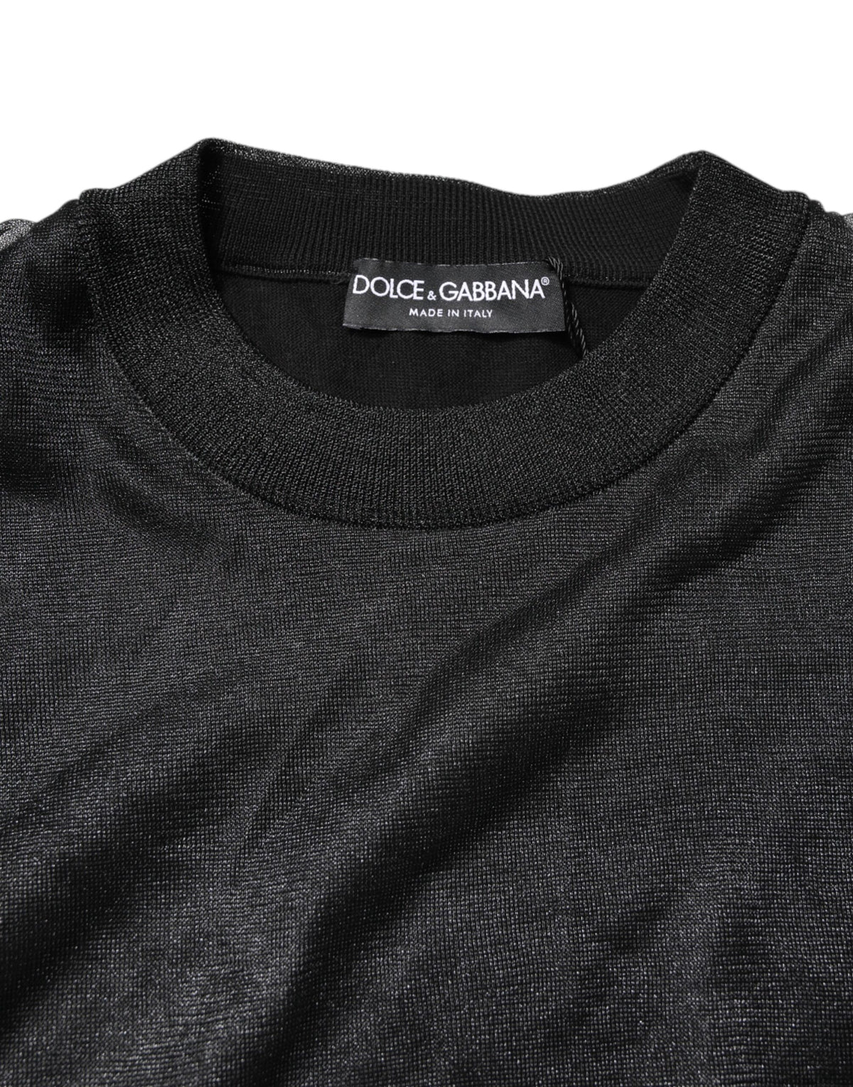Pull en tricot à col rond noir avec logo Dolce &amp; Gabbana