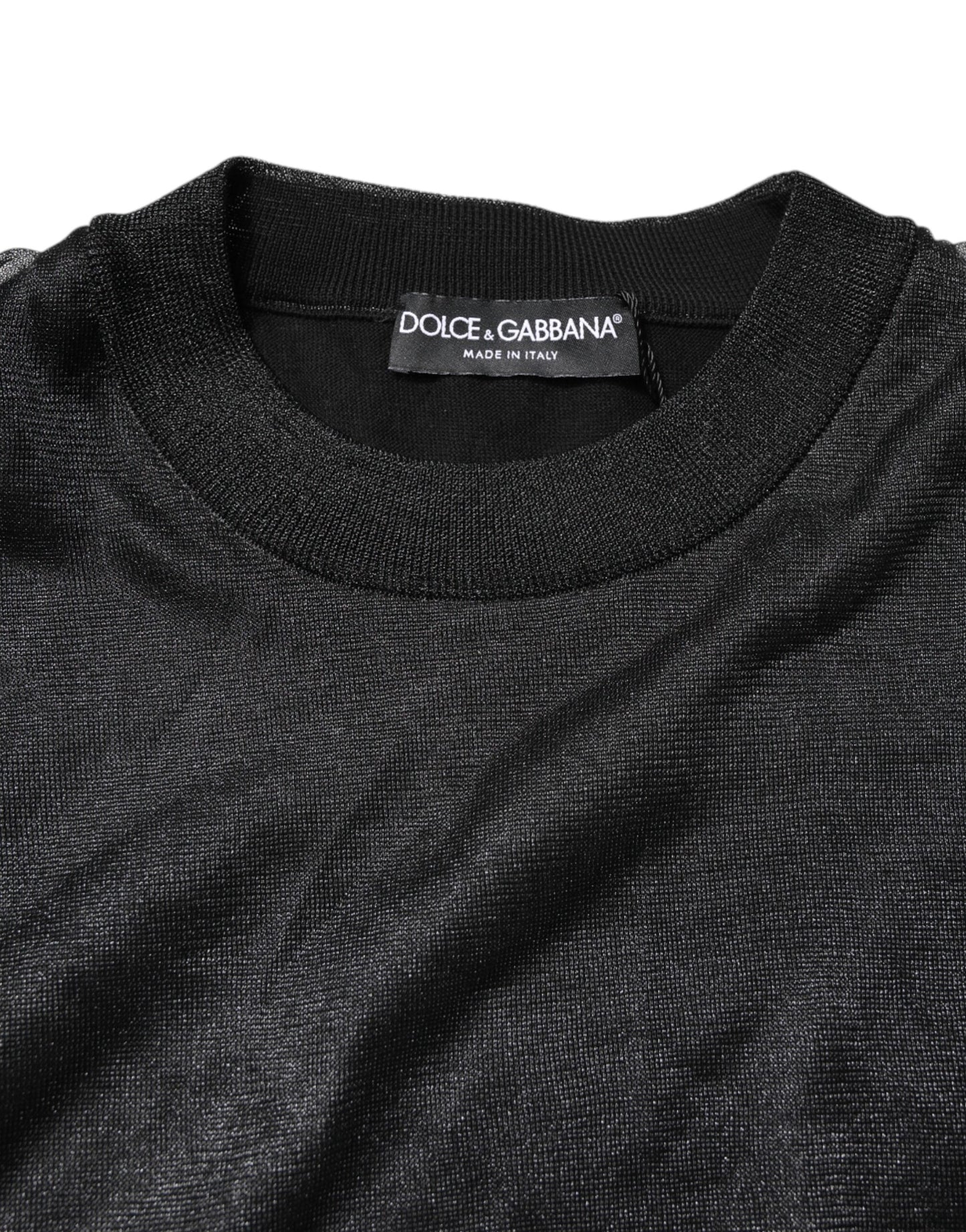 Dolce & Gabbana Black Logo Knitted Crewneck Pullover Sweater