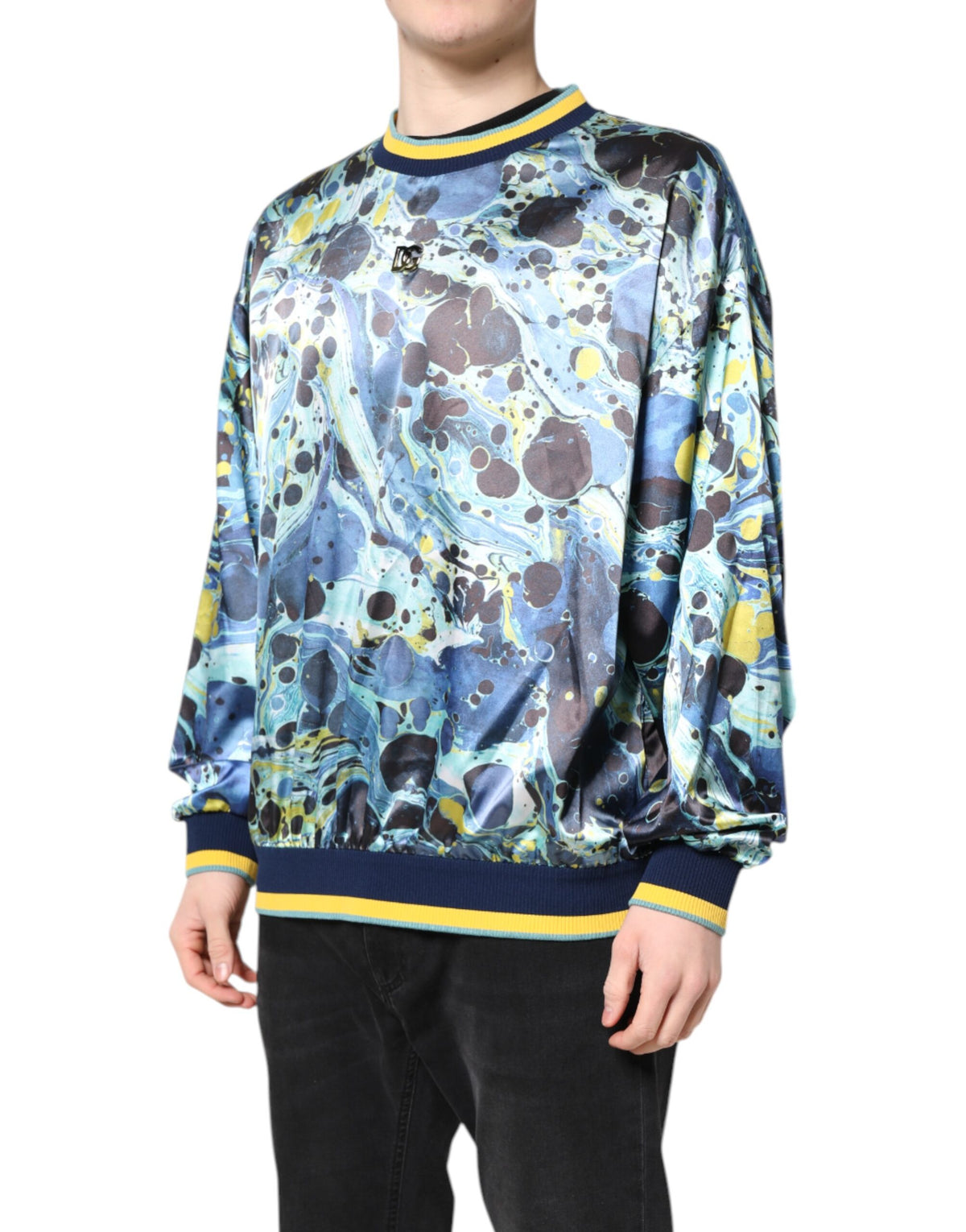 Pull en tricot à imprimé marbré multicolore pour homme de Dolce &amp; Gabbana