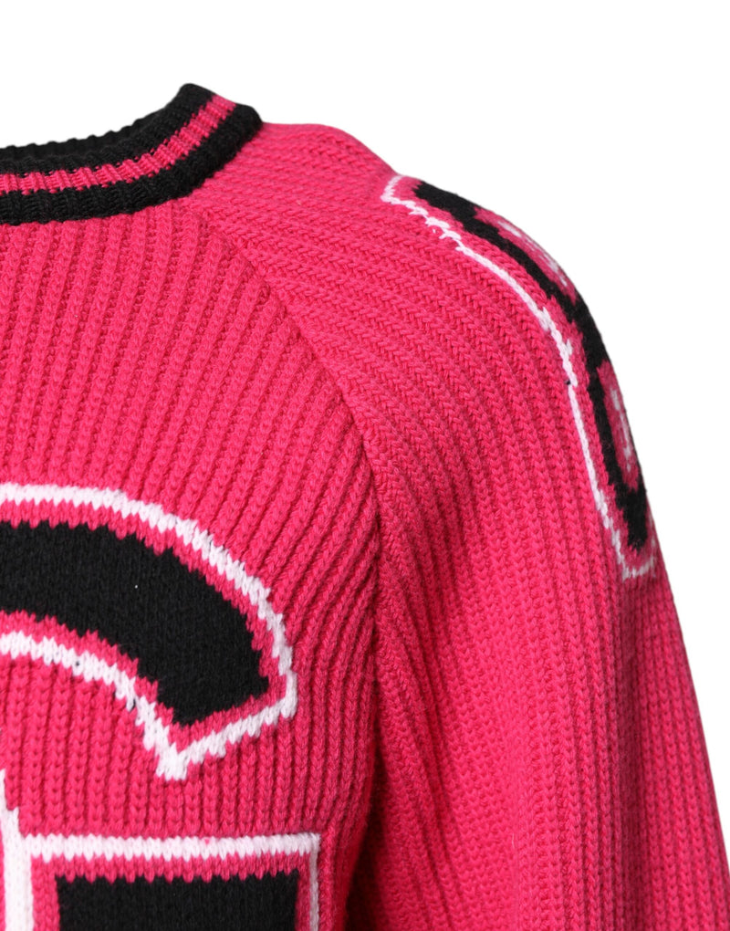 Dolce &amp; Gabbana roze katoenen gebreide trui met logo-print