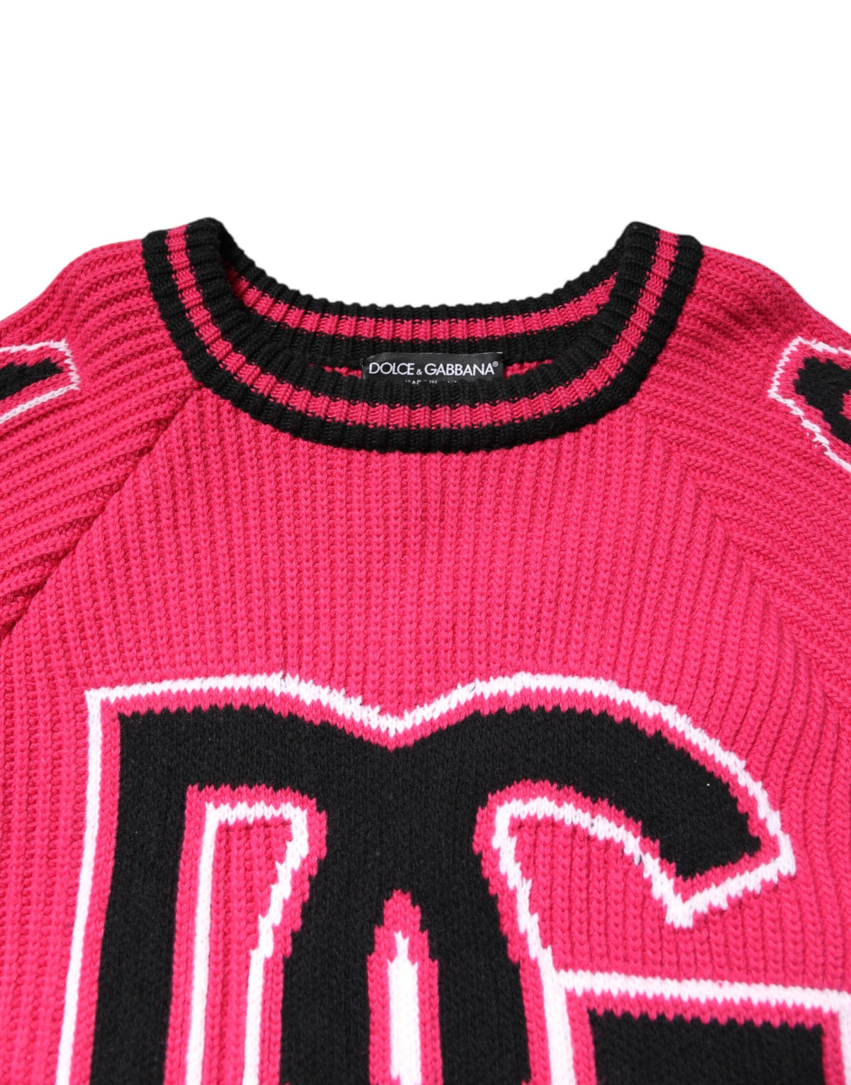 Pull en coton rose à imprimé logo, Dolce &amp; Gabbana