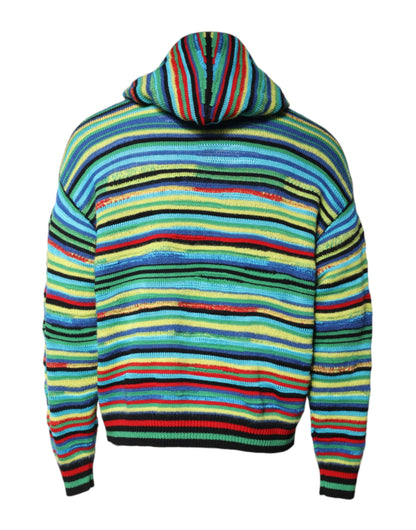 Dolce & Gabbana Multicolor Cotton Hooded Pullover Sweater