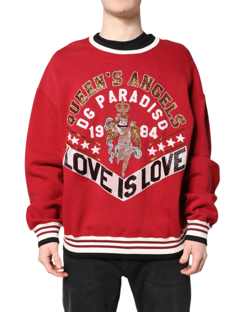 Pull en tricot rouge à paillettes Dolce &amp; Gabbana