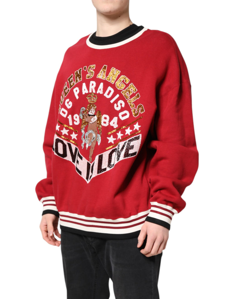 Pull en tricot rouge à paillettes Dolce &amp; Gabbana