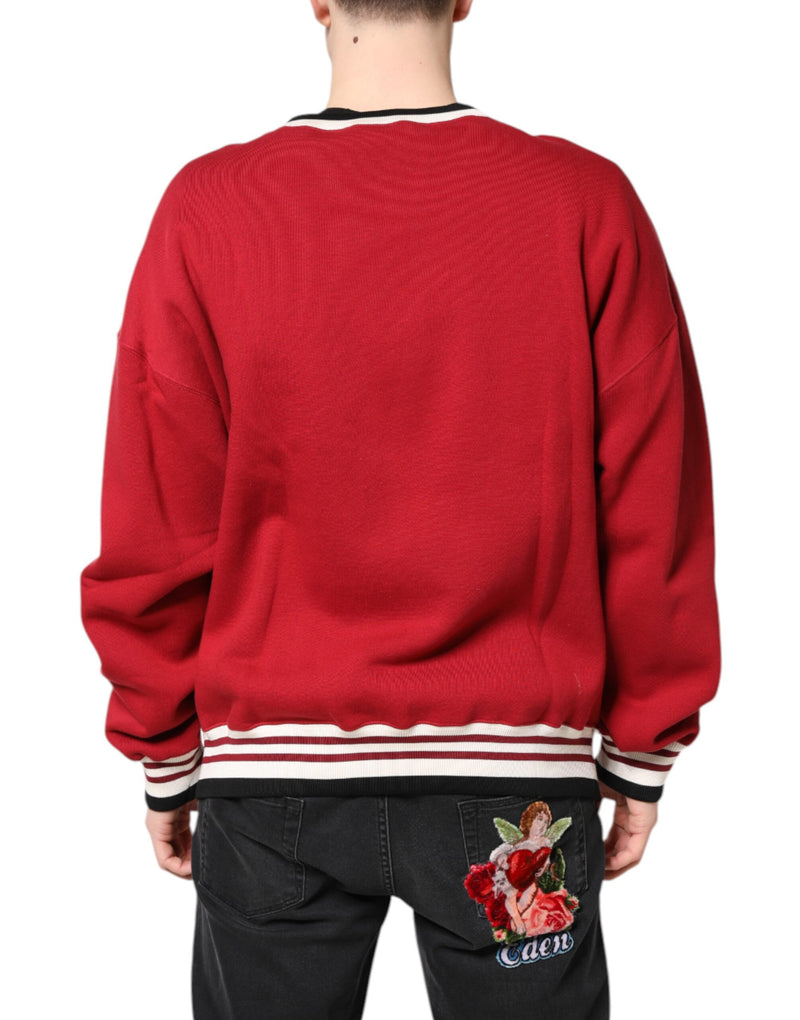 Pull en tricot rouge à paillettes Dolce &amp; Gabbana