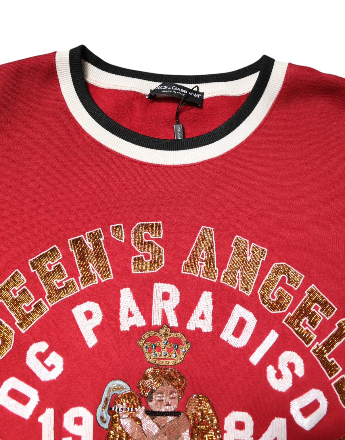 Pull en tricot rouge à paillettes Dolce &amp; Gabbana