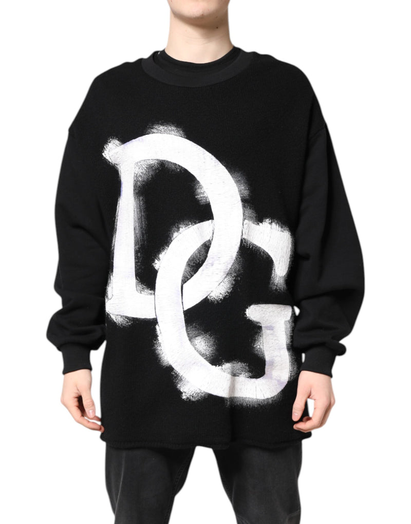 Pull en coton noir à imprimé logo pour homme de Dolce &amp; Gabbana