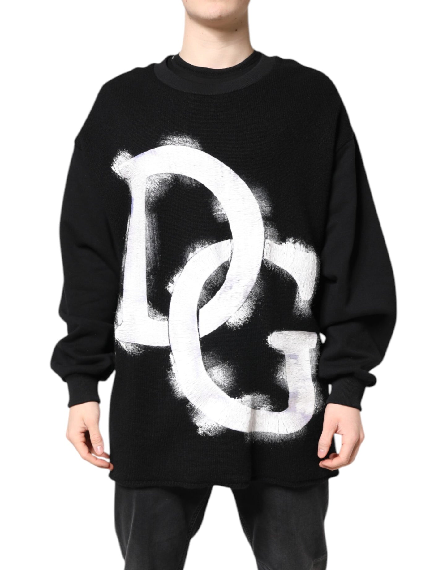 Dolce &amp; Gabbana Zwarte Katoenen Pullover Sweater met Logo Print voor Heren