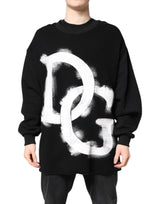 Pull en coton noir à imprimé logo pour homme de Dolce &amp; Gabbana