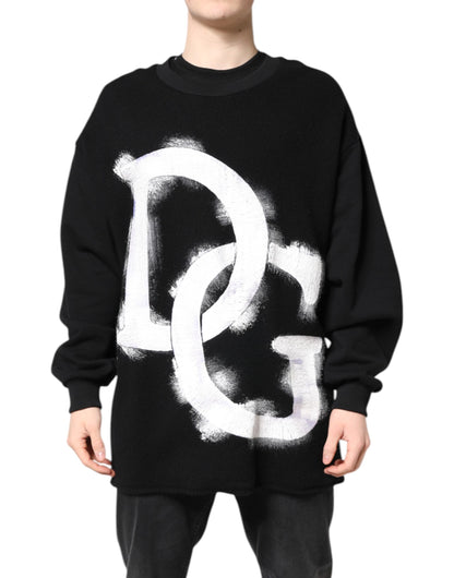 Dolce &amp; Gabbana Zwarte Katoenen Pullover Sweater met Logo Print voor Heren
