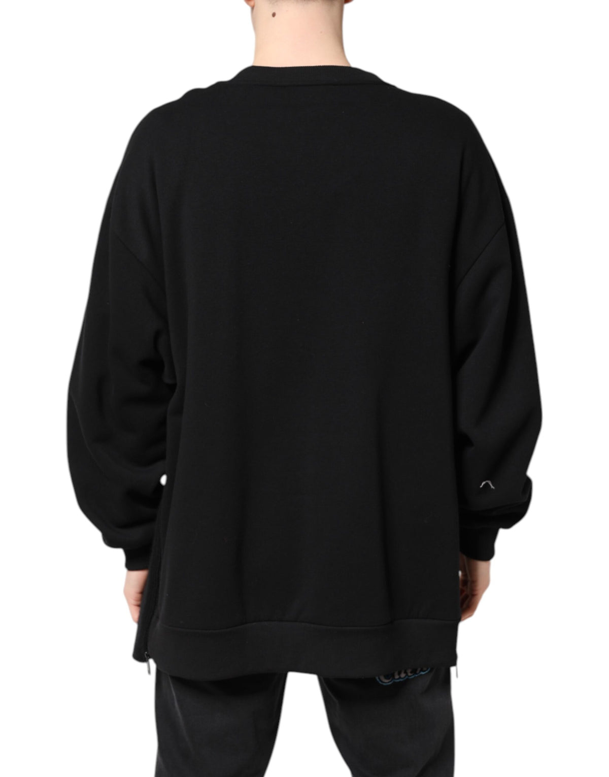 Pull en coton noir à imprimé logo pour homme de Dolce &amp; Gabbana