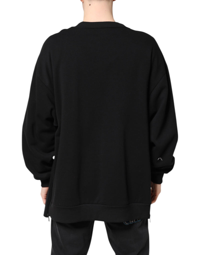Pull en coton noir à imprimé logo pour homme de Dolce &amp; Gabbana