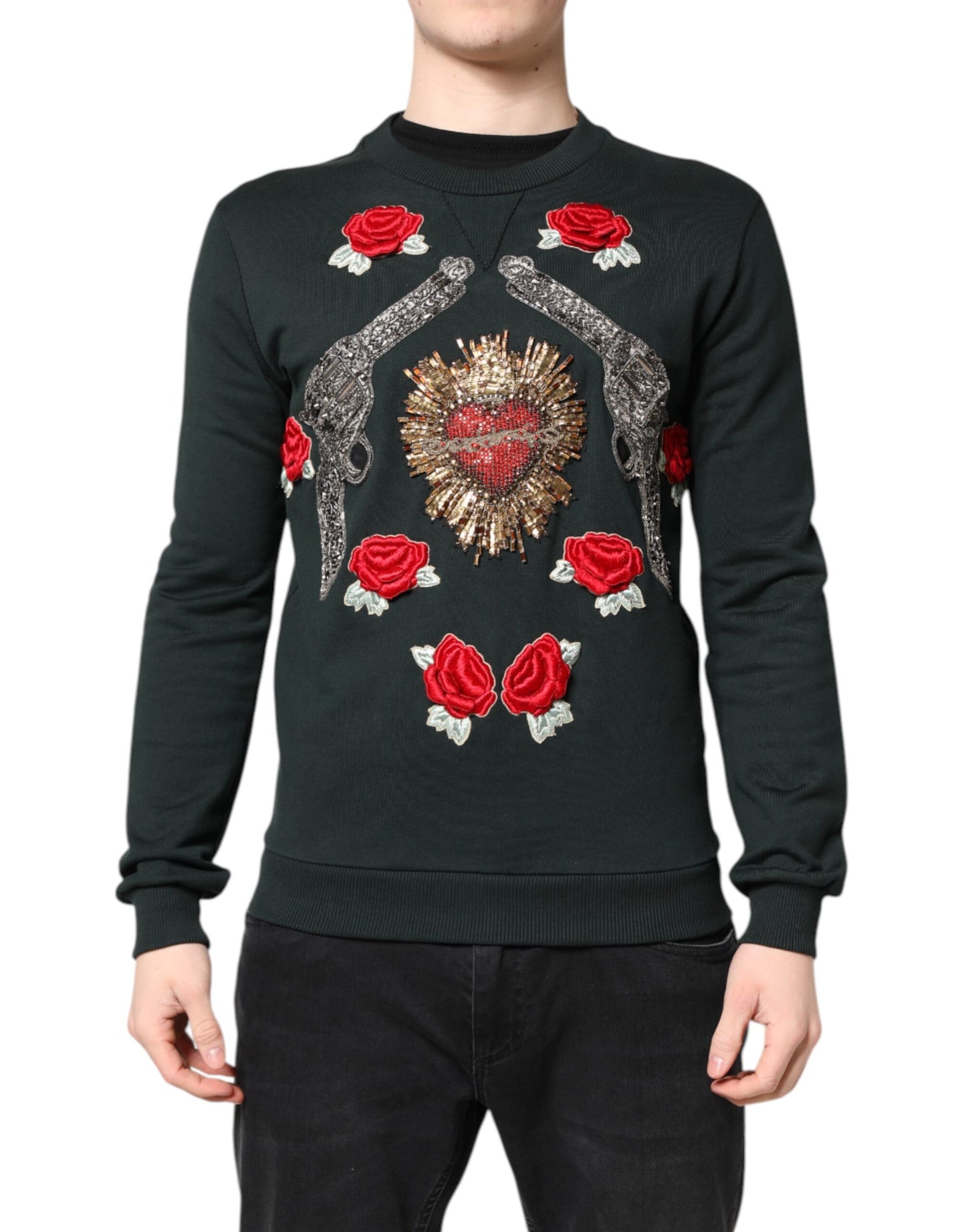 Dolce & Gabbana Black Sequined Embellished Pullover Sweater