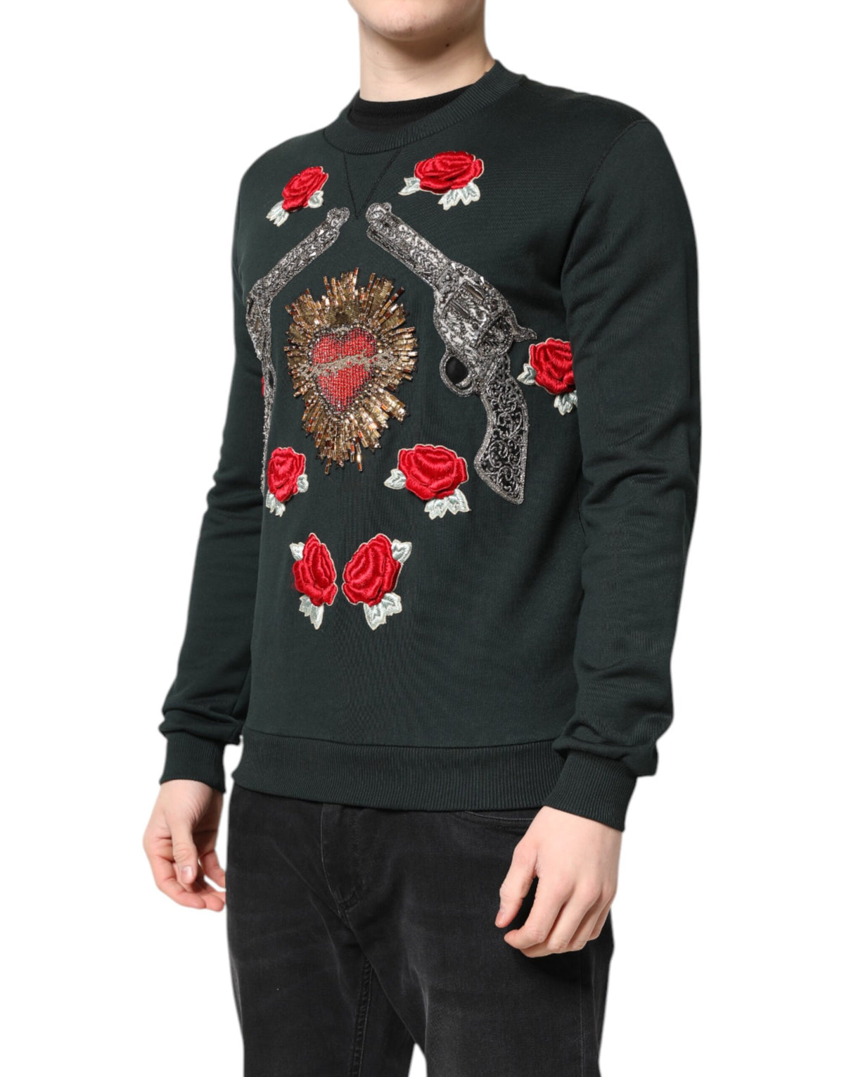 Pull en tricot noir brodé de paillettes de Dolce &amp; Gabbana