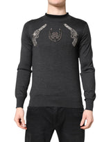 Pull en tricot gris brodé pour homme de Dolce &amp; Gabbana
