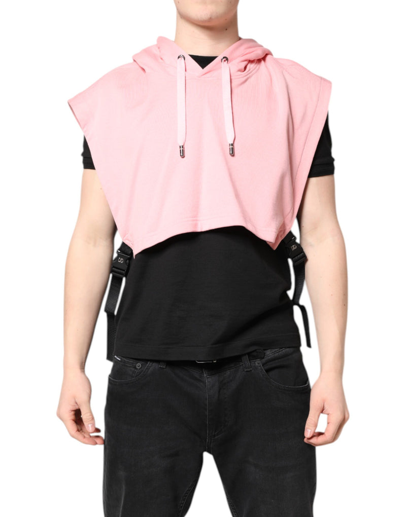 Gilet pull en coton rose à capuche pour homme, marque Dolce &amp; Gabbana.