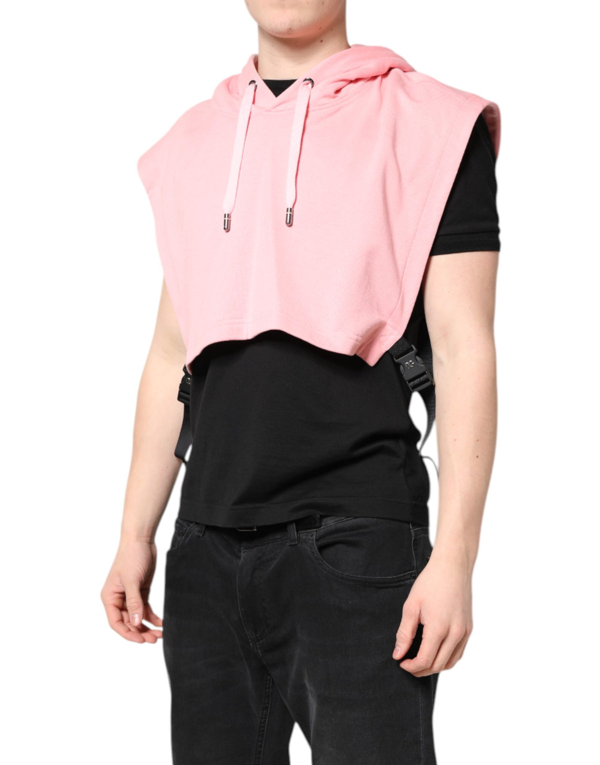 Gilet pull en coton rose à capuche pour homme, marque Dolce &amp; Gabbana.