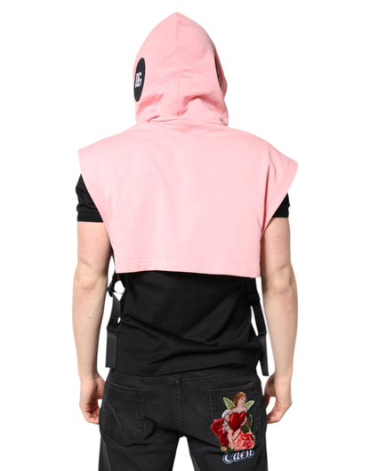 Dolce & Gabbana roze katoenen vest met capuchon voor heren, sportkleding.
