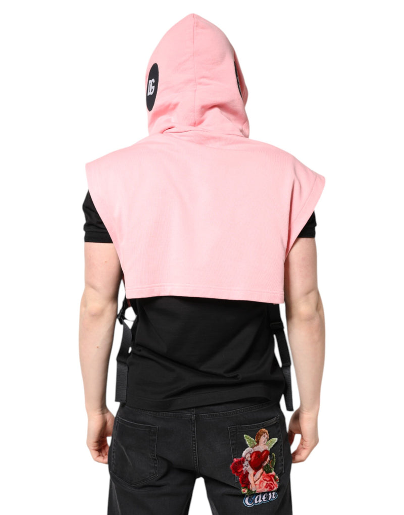 Gilet pull en coton rose à capuche pour homme, marque Dolce &amp; Gabbana.