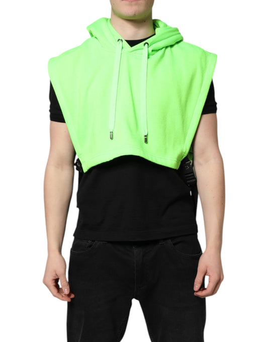Dolce & Gabbana Groene Polyester Vest met Kap en Sportieve Look
