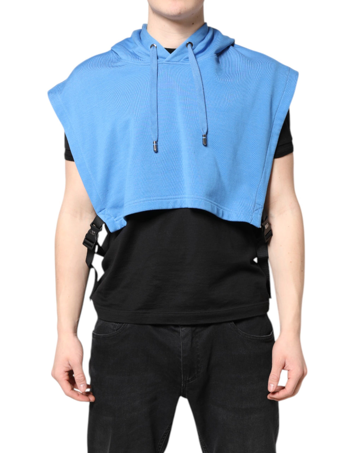 Gilet en coton bleu à capuche pour homme, marque Dolce &amp; Gabbana, vêtement de sport.