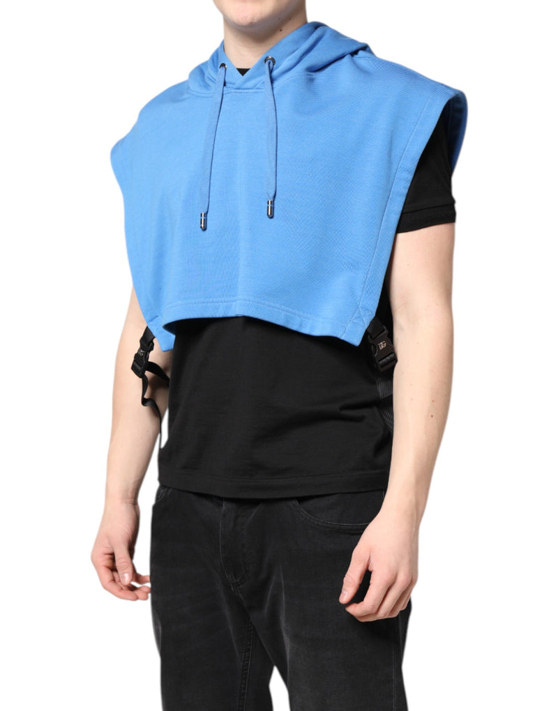 Gilet en coton bleu à capuche pour homme, marque Dolce &amp; Gabbana, vêtement de sport.