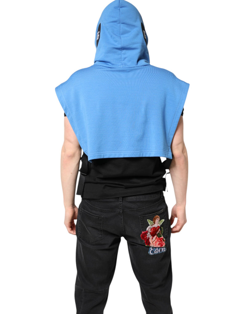 Gilet en coton bleu à capuche pour homme, marque Dolce &amp; Gabbana, vêtement de sport.