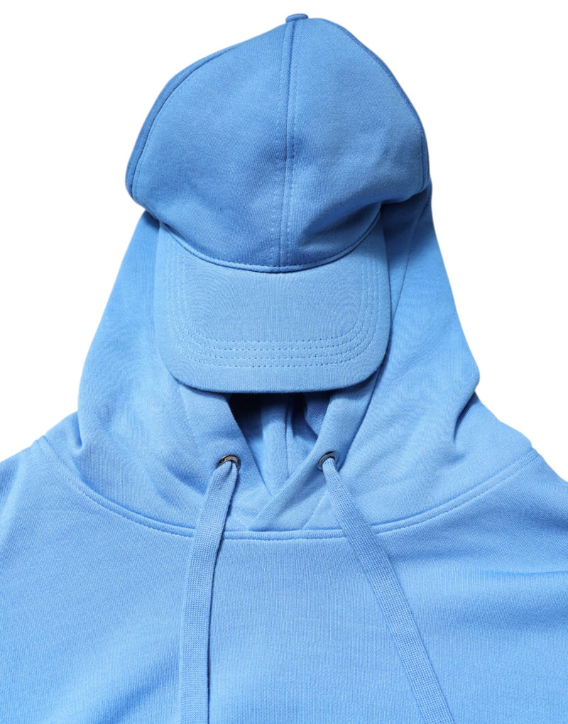 Gilet en coton bleu à capuche pour homme, marque Dolce &amp; Gabbana, vêtement de sport.