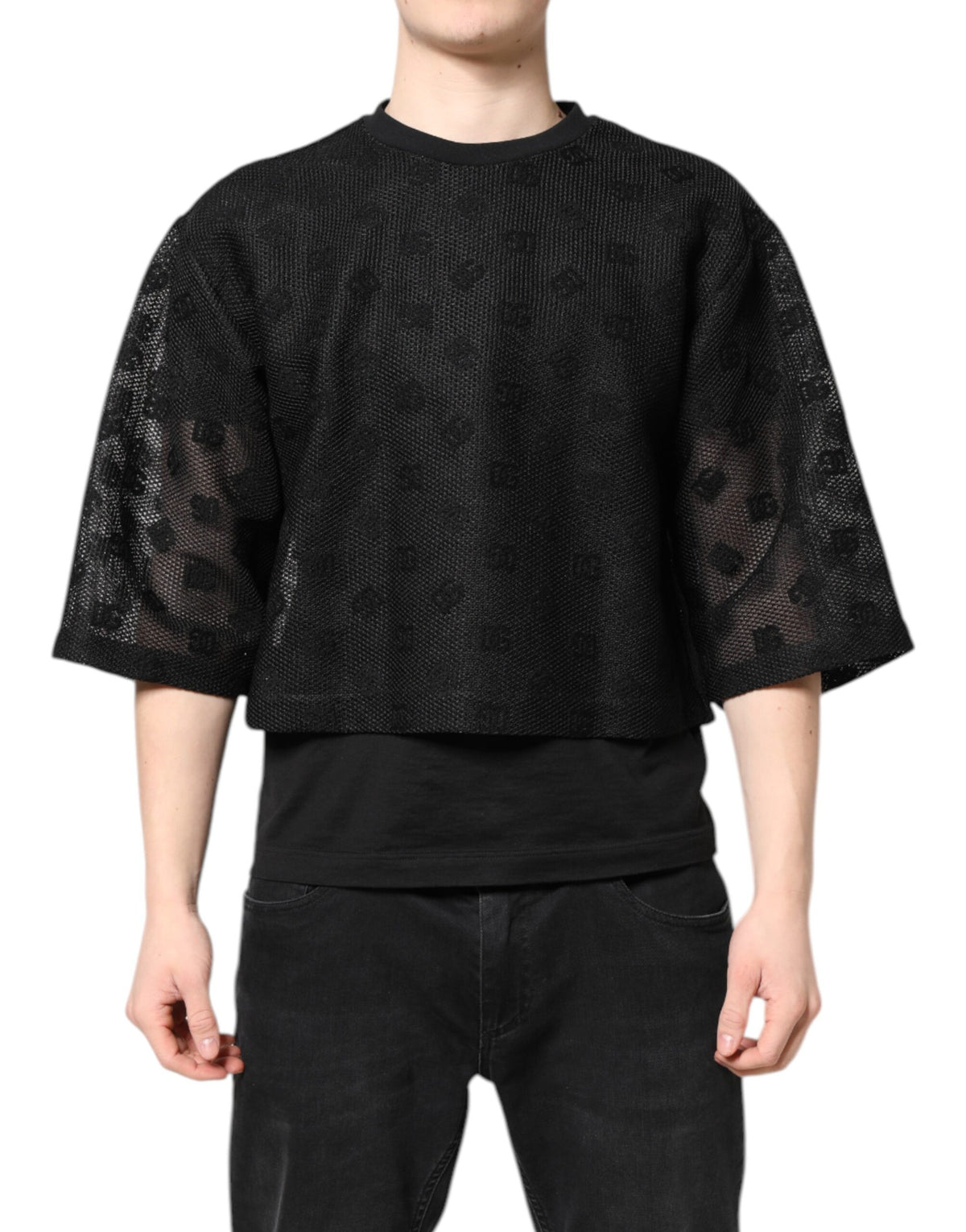 T-shirt à manches courtes noir à logo transparent Dolce &amp; Gabbana