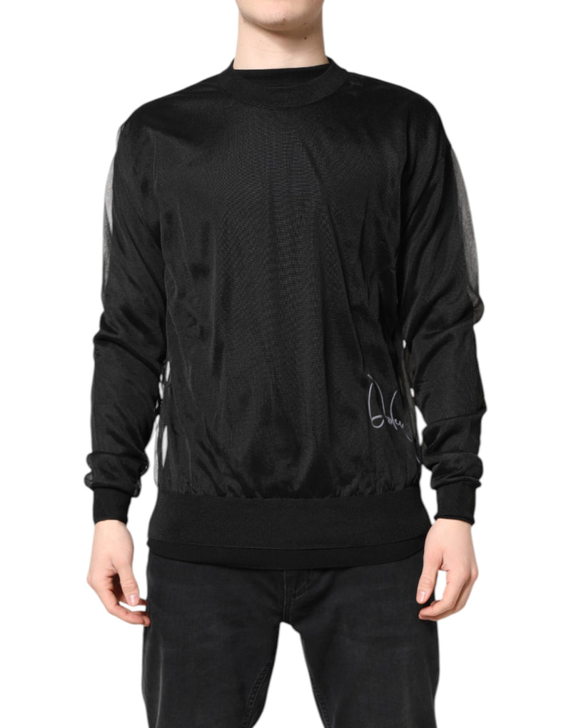 Pull en tricot à col rond noir avec logo Dolce &amp; Gabbana