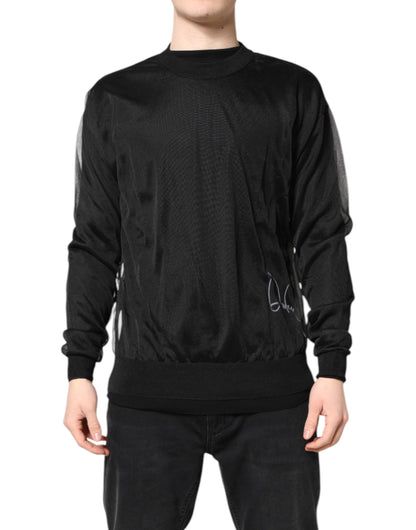 Dolce &amp; Gabbana Zwarte Gehaakte Crewneck Pullevertrui met Logo